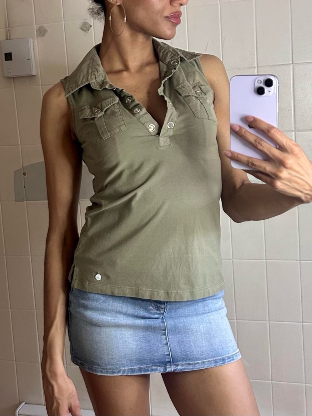 Khaki Sleeveless Top